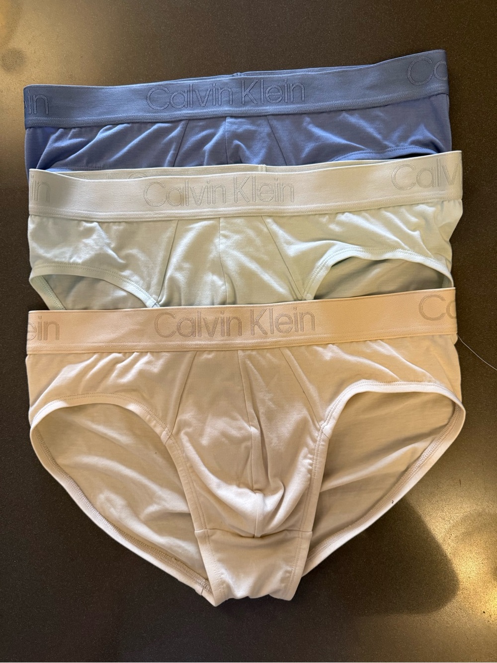 Calvin Klein Mens 3-Pack Lyocell fabric Briefs - Blue, Light Green, Beige
